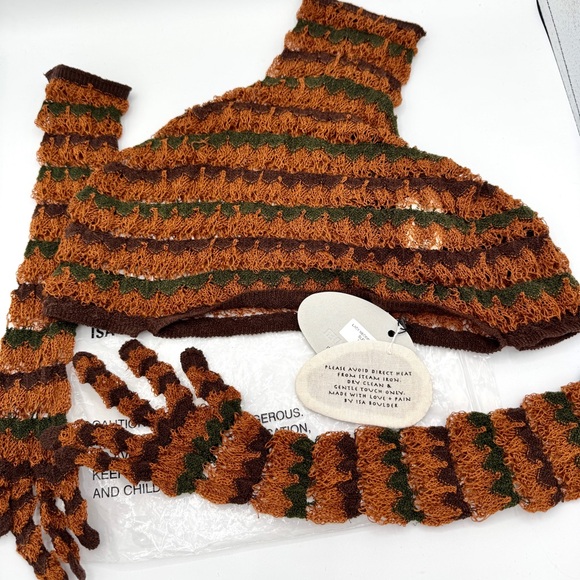 NWT Isa Boulder Knit Lacy Neck-warmer and Sleeves Gloves Handmade - Picture 6 of 15